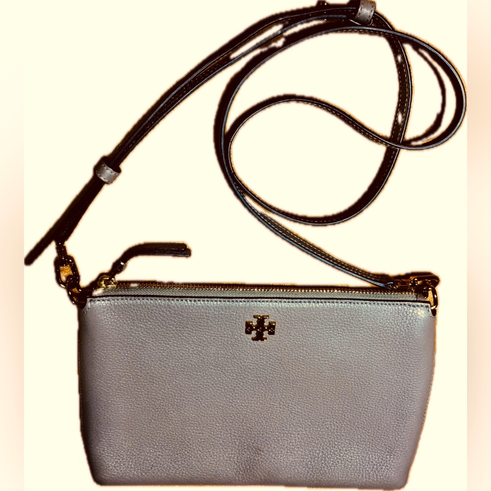 Tory Burch Leather Crossbody Shoulder Handbag Taupe